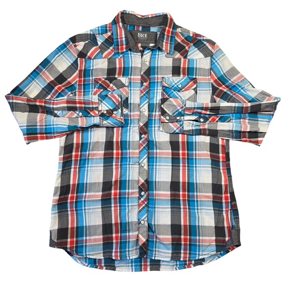 BKE Other - BKE Standard Fit Plaid Long Sleeve Snap Button Western Shirt Mens L Cowboy Rodeo